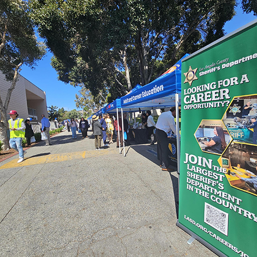 April 10, 2025 - job seekers begin to stream into the Harbor Region Connect LA Job Fair as it opens