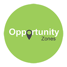 Opportunity Zones label in green circle badge